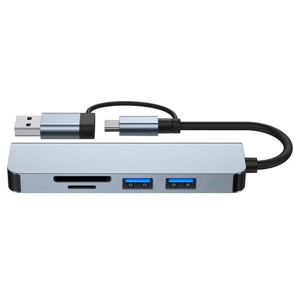 Hub USB / USB-C Techsuit H7 DataBridge, 5en1, Gris