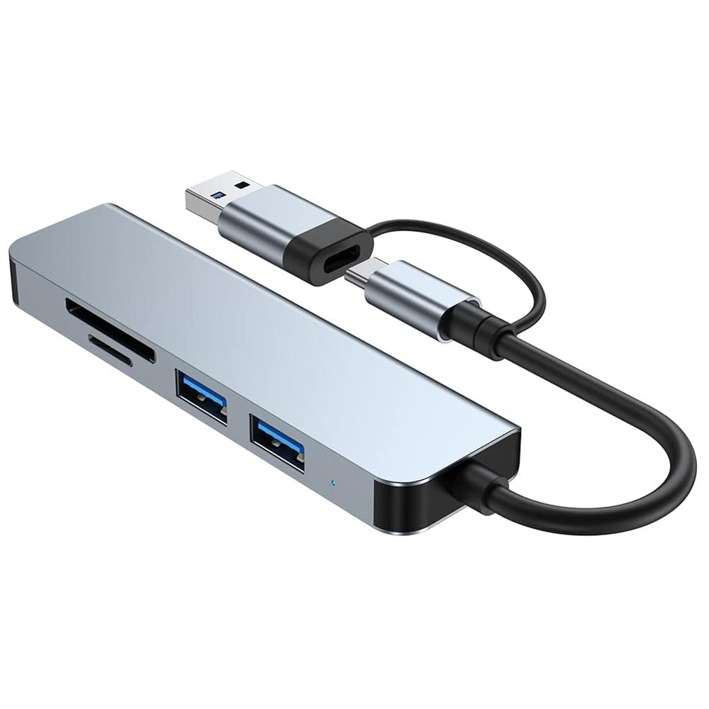 Hub USB / USB-C Techsuit H7 DataBridge, 5en1, Gris