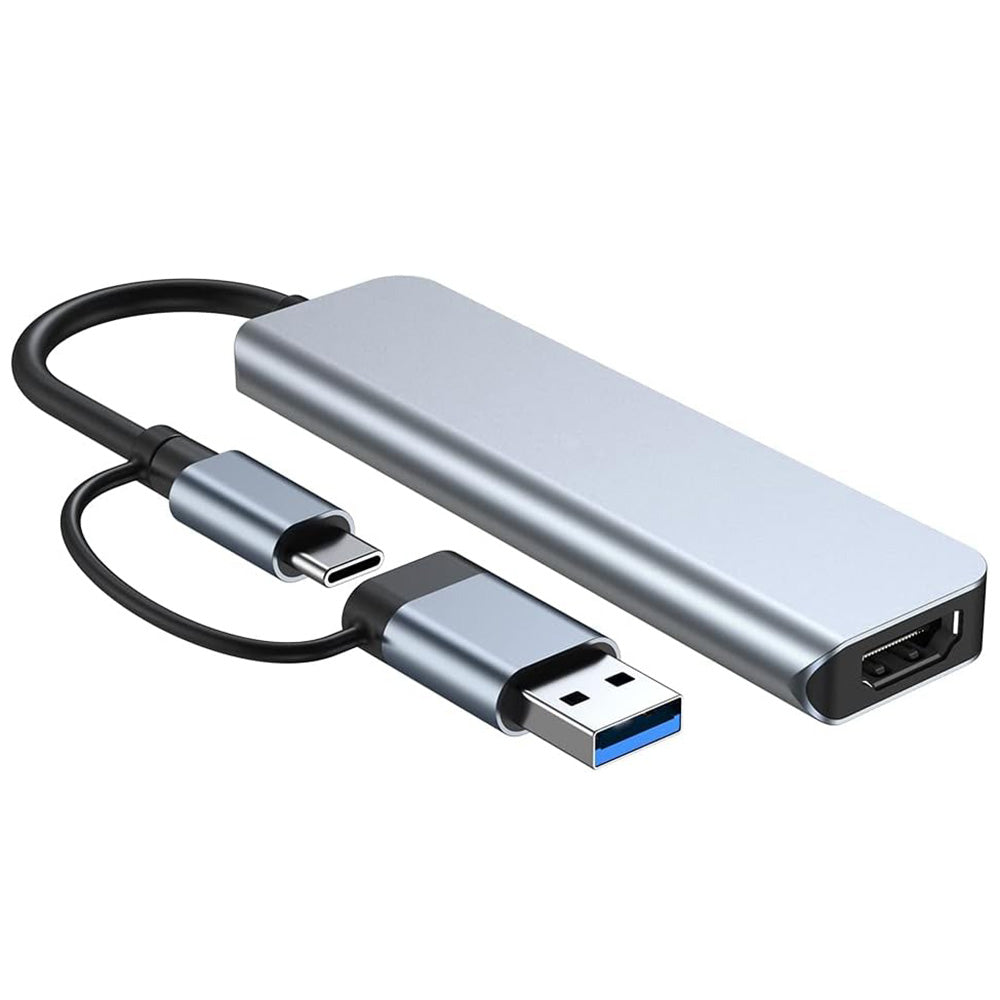 Hub USB / USB-C Techsuit H7 DataBridge, 5en1, Gris
