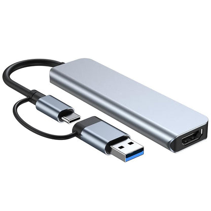 Hub USB / USB-C Techsuit H7 DataBridge, 5en1, Gris
