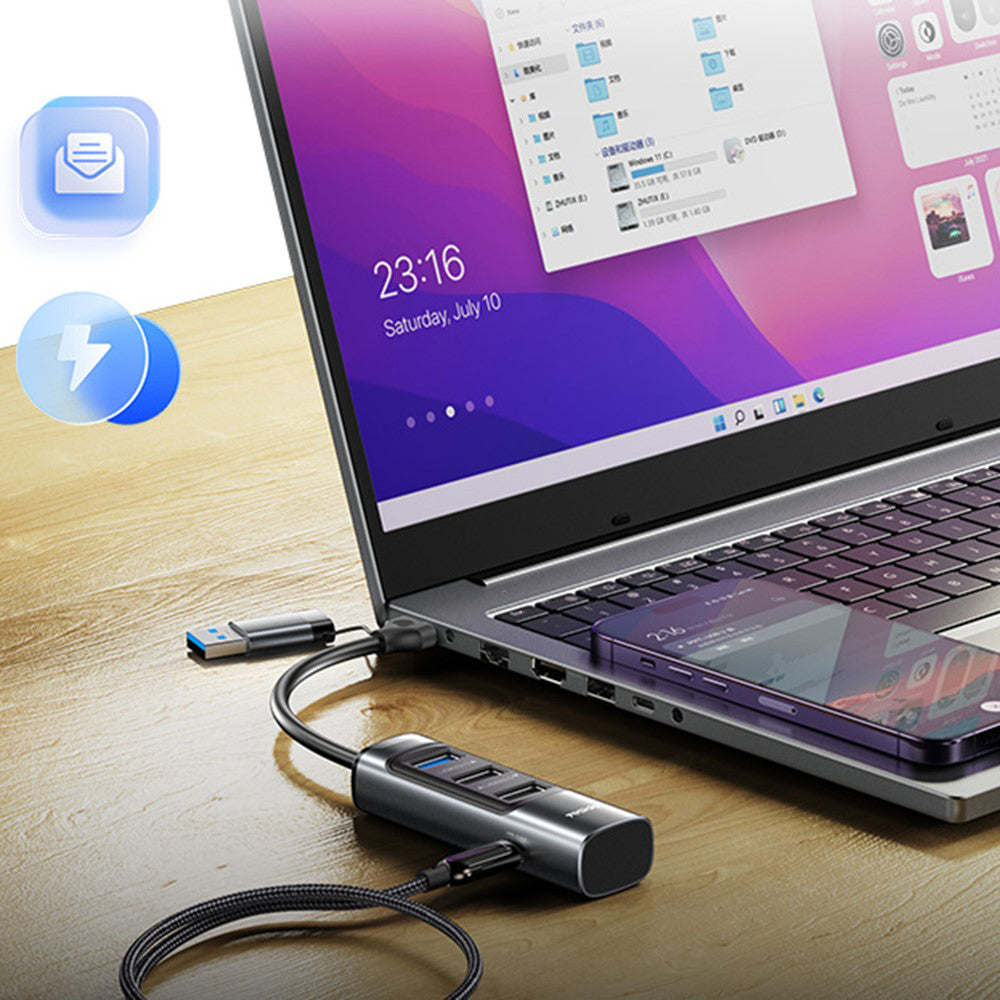 USB / USB-C Hub Yesido HB19, 4in1, Grau