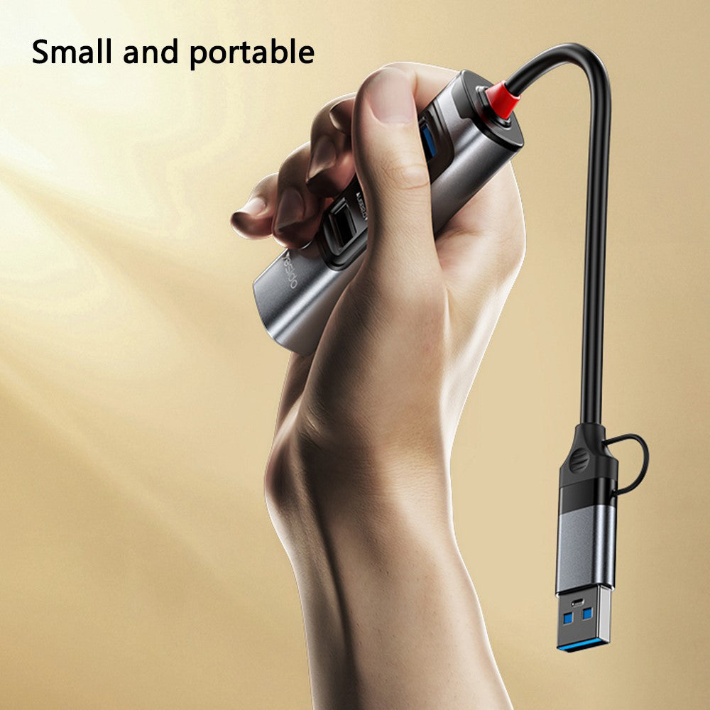 Hub USB / USB-C Yesido HB20, 5en1, Gris