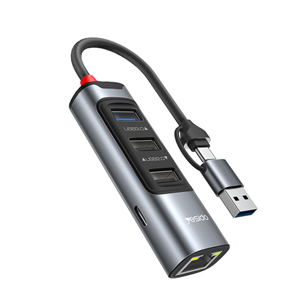 USB / USB-C Hub Yesido HB21, 5in1, Grau