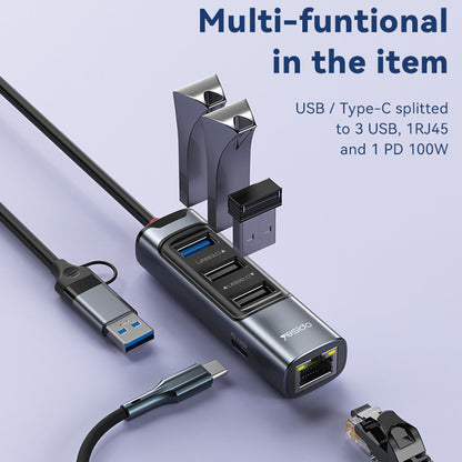 USB / USB-C Hub Yesido HB21, 5in1, Grau