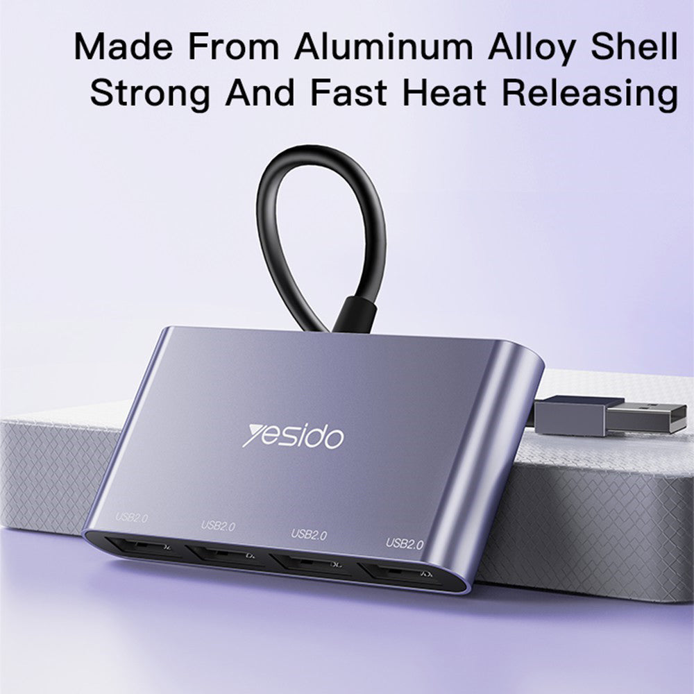 USB-hub Yesido HB12, 4in1, Grijs