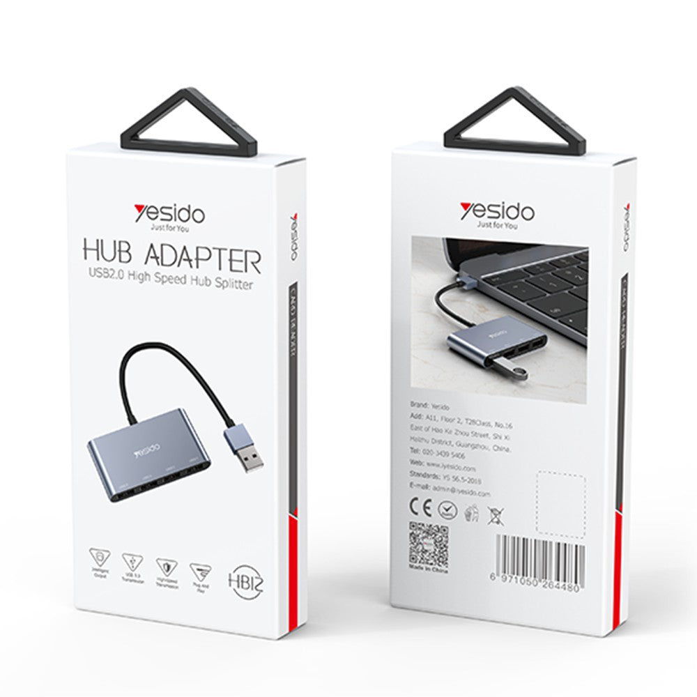 USB-hub Yesido HB12, 4in1, Grijs
