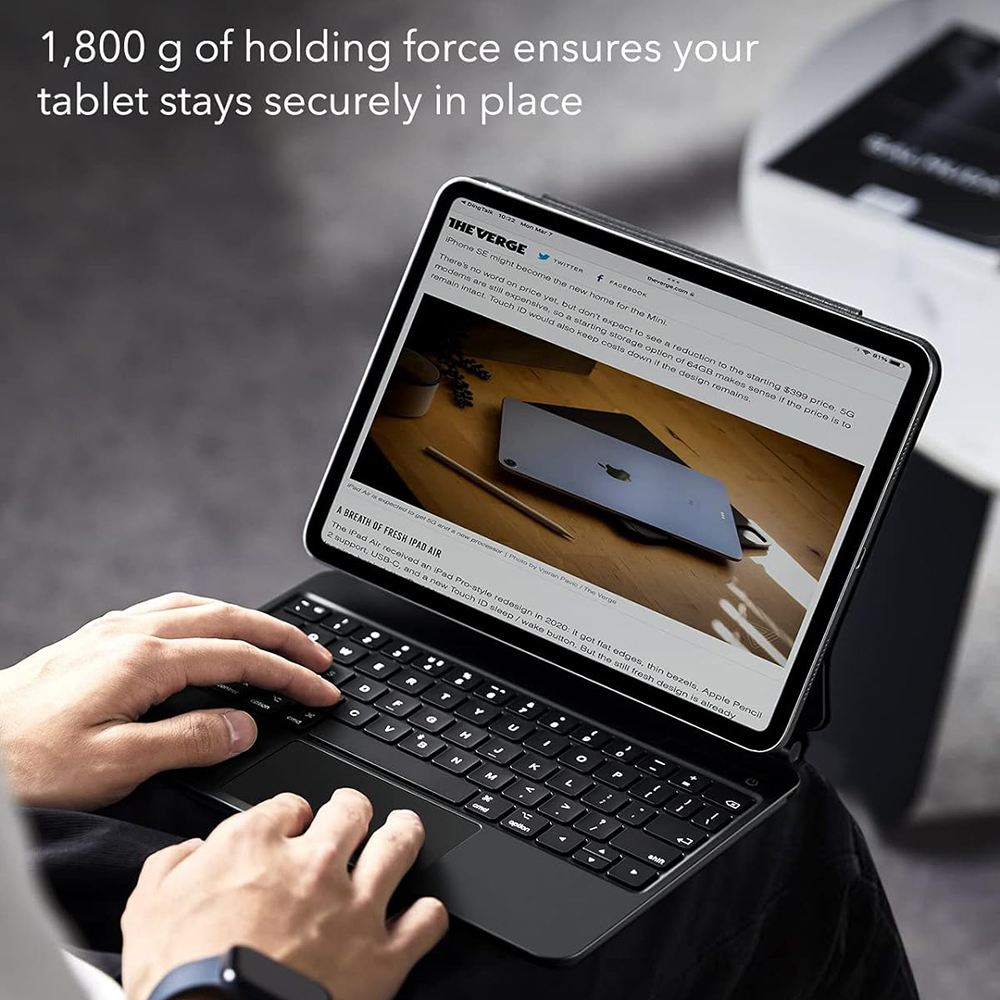 Housse avec clavier pour Apple iPad (2025) / (2022), ESR, Rebound, Noire, Reconditionnée