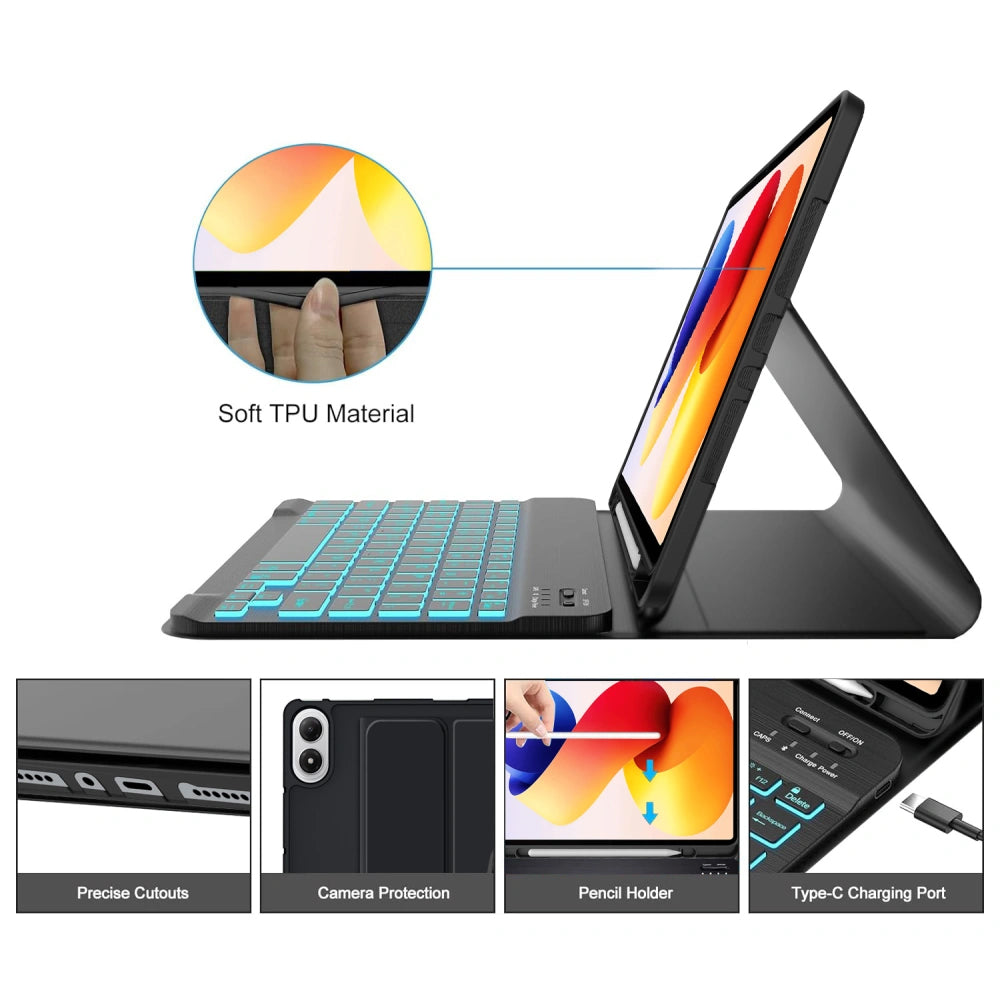 Étui avec clavier pour Xiaomi Poco Pad M1 / Redmi Pad 2 Pro, Tech-Protect, SC PEN, Noir
