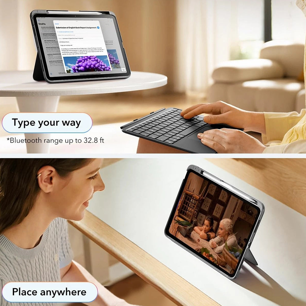 Toetsenbordhoes voor Apple iPad Air 11 (2026) / iPad Air 11 (2025) / Air 11 (2024) / Air (2022) / Air (2020), ESR, Flex, Grijs