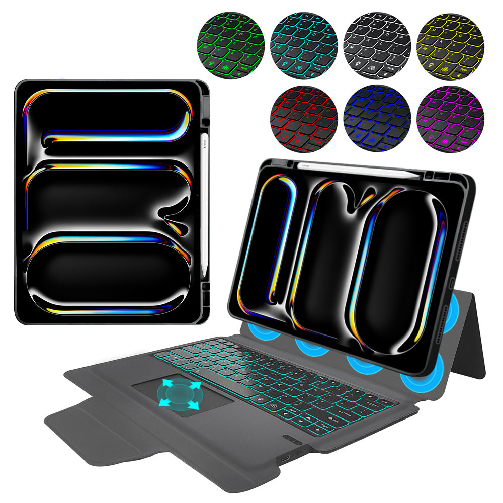 Tastaturhülle für Apple iPad Pro 13 (2024), Techsuit, KeyTab Pro, Schwarz