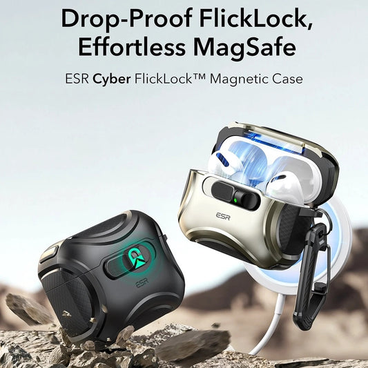 ESR Cyber FlickLock hoes voor Apple AirPods Pro 3, Gri