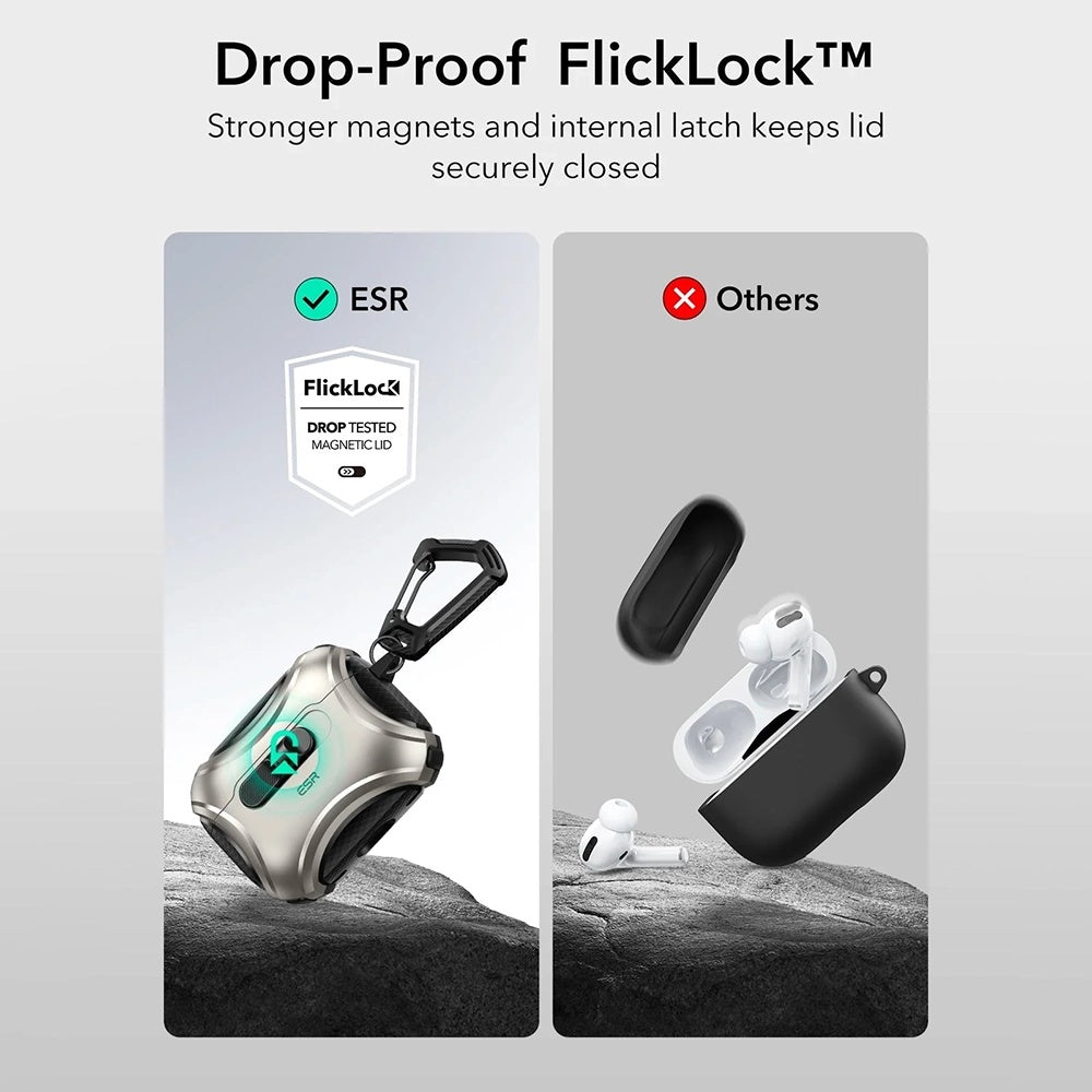ESR Cyber FlickLock hoes voor Apple AirPods Pro 3, Gri