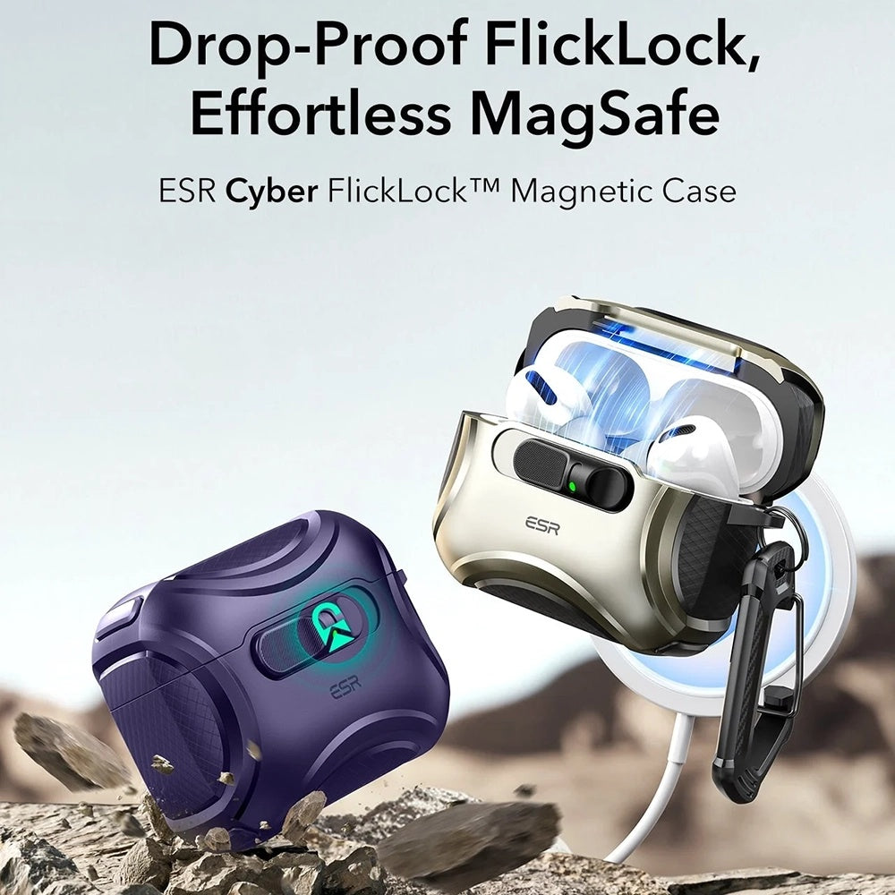 ESR Cyber FlickLock hoes voor Apple AirPods Pro 3, Paars