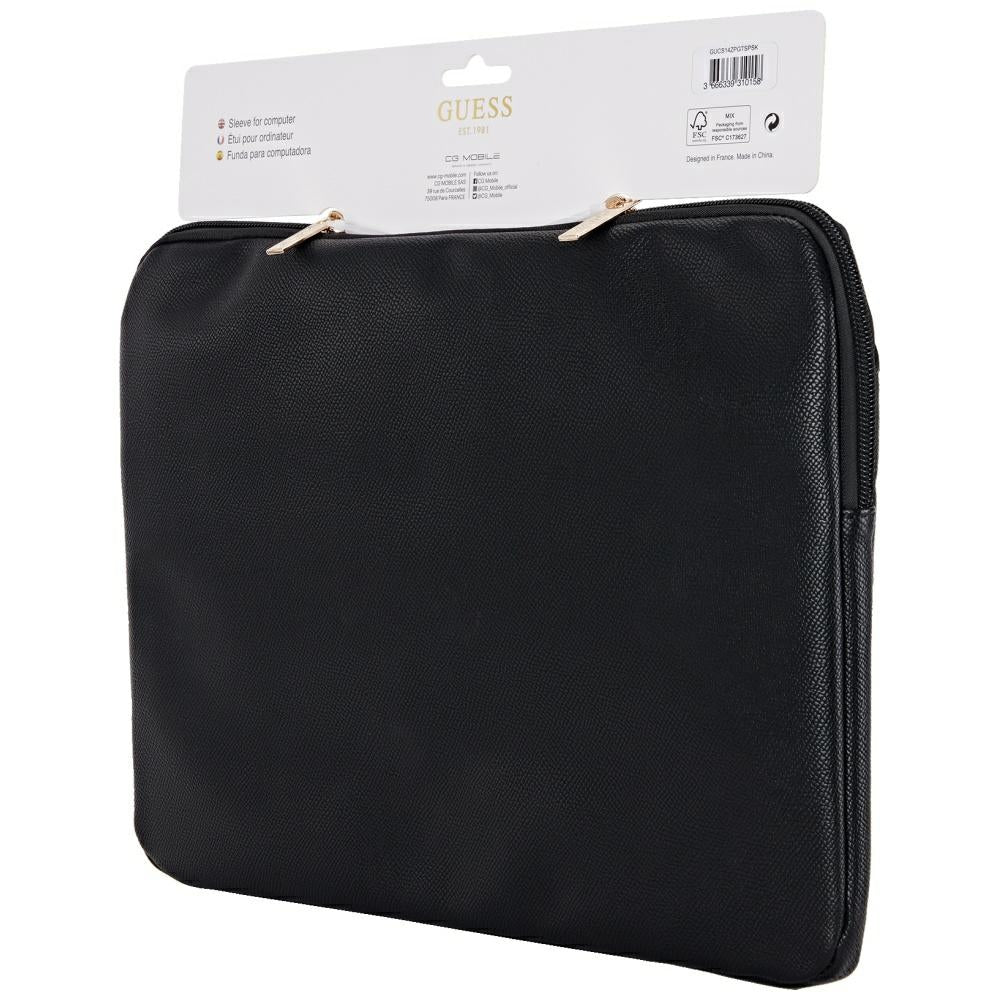 Guess Grained Triangle Logo hoes voor 14 inch laptop, Zwart