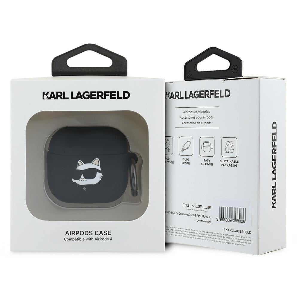 Karl Lagerfeld 3D Choupette's Head hoes voor Apple AirPods 4, Zwart