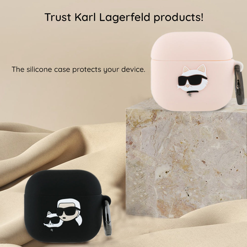 Karl Lagerfeld 3D Karl's Head hoes voor Apple AirPods 4, Zwart
