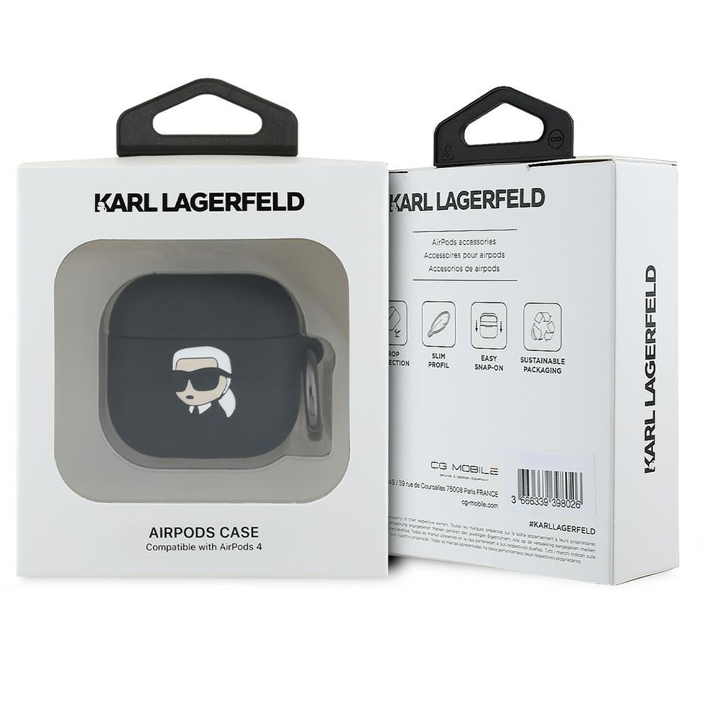Karl Lagerfeld 3D Karl's Head hoes voor Apple AirPods 4, Zwart