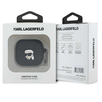 Karl Lagerfeld 3D Karl's Head hoes voor Apple AirPods 4, Zwart
