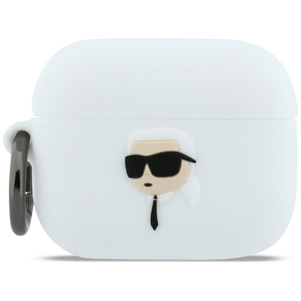Étui Karl Lagerfeld 3D Tête de Karl pour Apple AirPods Pro 3, Blanc
