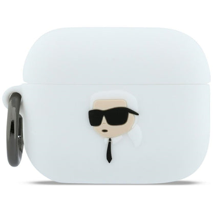 Étui Karl Lagerfeld 3D Tête de Karl pour Apple AirPods Pro 3, Blanc