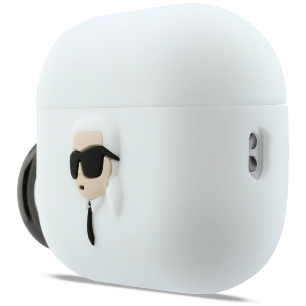 Étui Karl Lagerfeld 3D Tête de Karl pour Apple AirPods Pro 3, Blanc