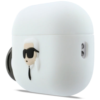 Étui Karl Lagerfeld 3D Tête de Karl pour Apple AirPods Pro 3, Blanc