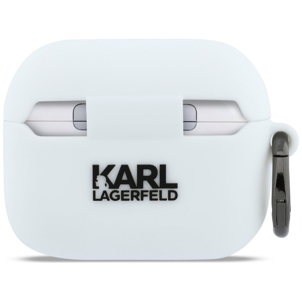 Étui Karl Lagerfeld 3D Tête de Karl pour Apple AirPods Pro 3, Blanc