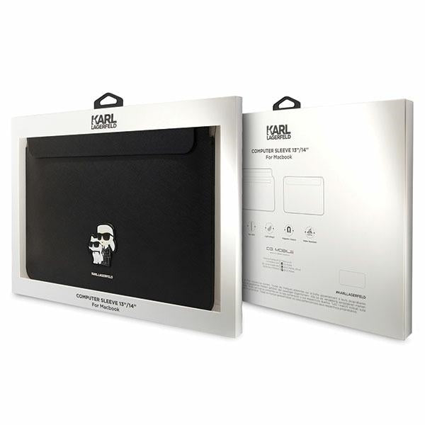 Karl Lagerfeld Saffiano hoes voor 14 inch laptop, Zwart