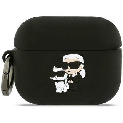 Karl Lagerfeld Silikonhülle Karl & Choupette 3D für Apple AirPods Pro 3, Schwarz