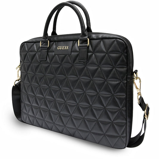 Guess Quilted tas voor 15 inch laptop, Zwart