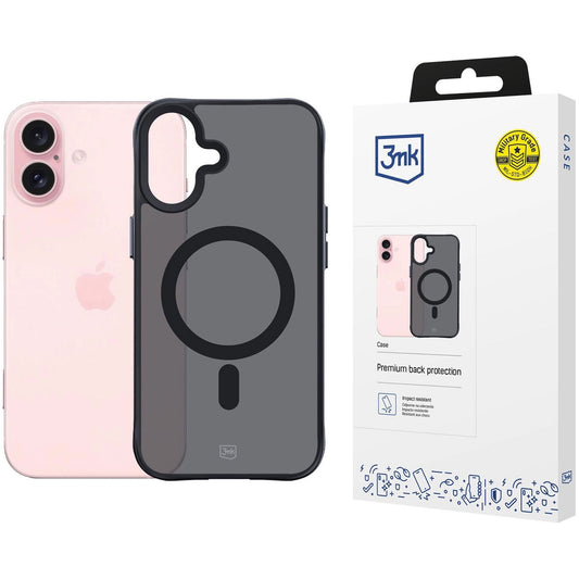 Coque MagSafe pour Apple iPhone 16, 3MK, Smoke MagCase, Noire