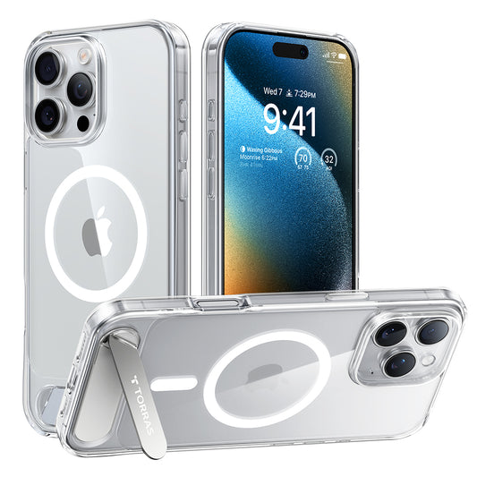 Étui MagSafe pour Apple iPhone 16 Pro, Torras, Pstand, Transparent