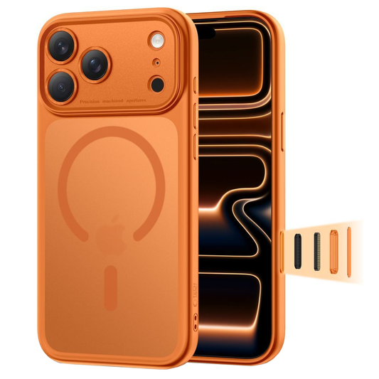 Coque MagSafe pour Apple iPhone 17 Pro Max, Tech-Protect, MagPeak, Orange Mat