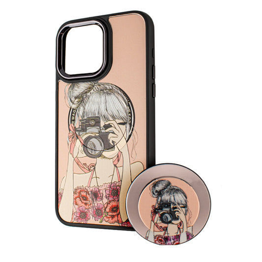 MagSafe-hoes voor Apple iPhone 13 Pro, BOTER, MagPopsocket Photo Girl, Multicolor
