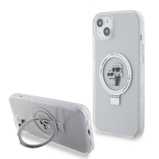 MagSafe-hoes voor Apple iPhone 15 Plus, Karl Lagerfeld, Ringstand Karl en Choupette, Wit, Herverpakt