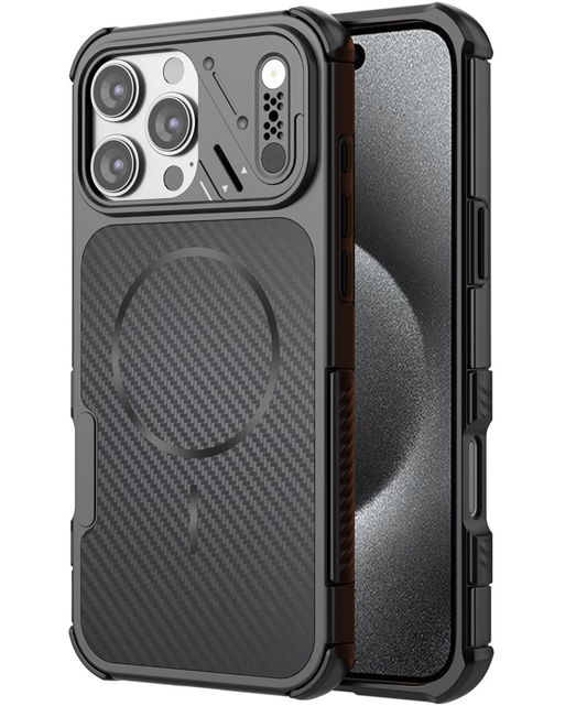 Coque MagSafe pour Apple iPhone 16 Pro, OEM, Protection en carbone et des coins, Noire
