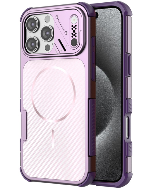 Coque MagSafe pour Apple iPhone 16 Pro, OEM, Protection en carbone et coins, Violet
