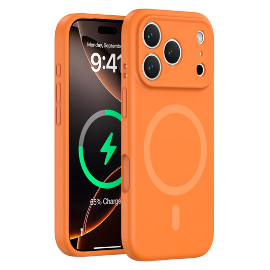 MagSafe-Hülle für Apple iPhone 17 Pro, OEM, Flüssigsilikon, Orange