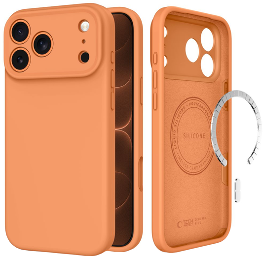 Coque MagSafe pour Apple iPhone 18 Pro Max / 17 Pro Max, Tech-Protect, en silicone, orange
