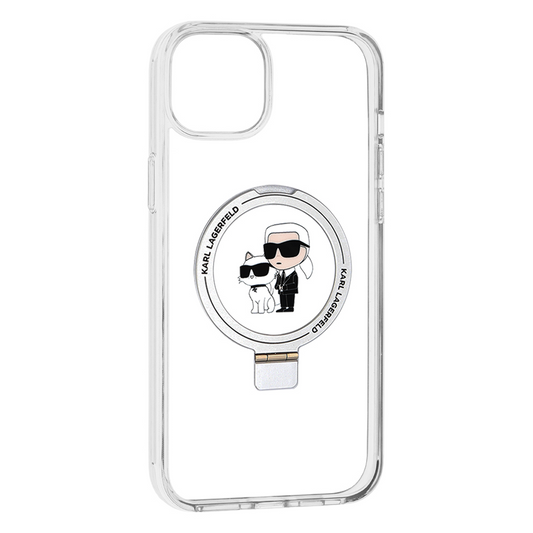 MagSafe-hoes voor Apple iPhone 15 Plus, Karl Lagerfeld, Ringstand Karl en Choupette, Wit, Herverpakt