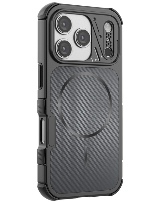 MagSafe-hoesje voor Apple iPhone 18 Pro / 17 Pro, OEM, Carbon en Hoekbescherming, Zwart