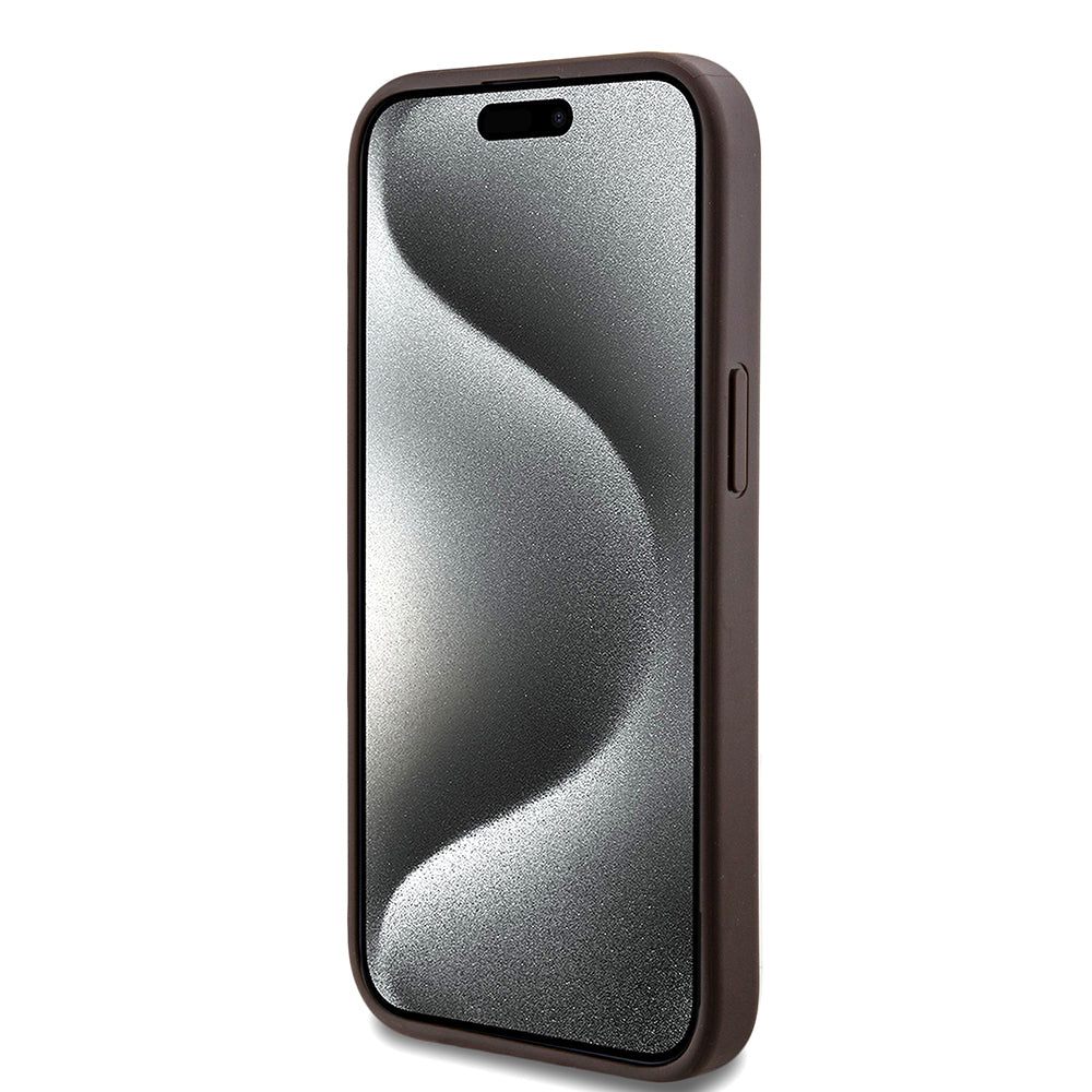 MagSafe Case for Apple iPhone 15 Plus, Guess, 4G Colored Ring, Brown GUHMP15MG4GFRW