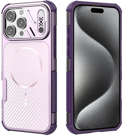 Coque MagSafe pour Apple iPhone 16 Pro Max, OEM, Protection en carbone et aux coins, Violet