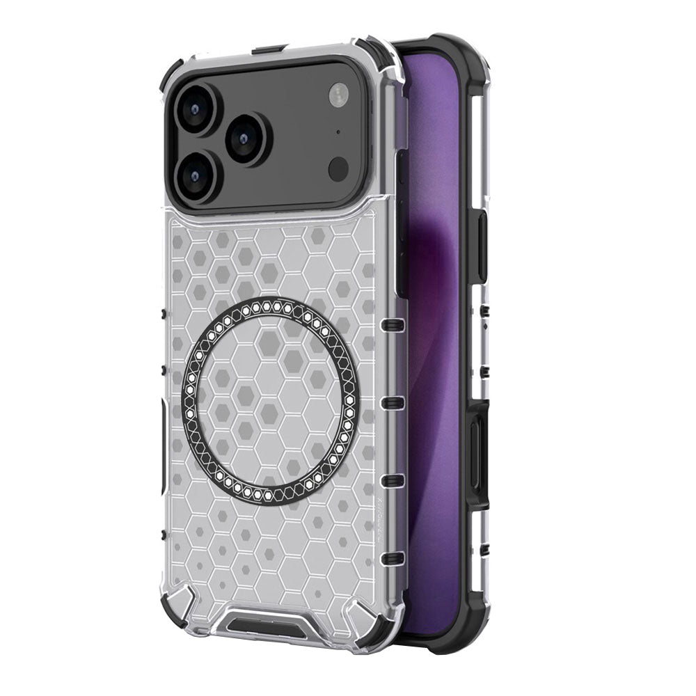 Coque MagSafe pour Apple iPhone 17 Pro, Techsuit, HoneyComb Shield, Blanche