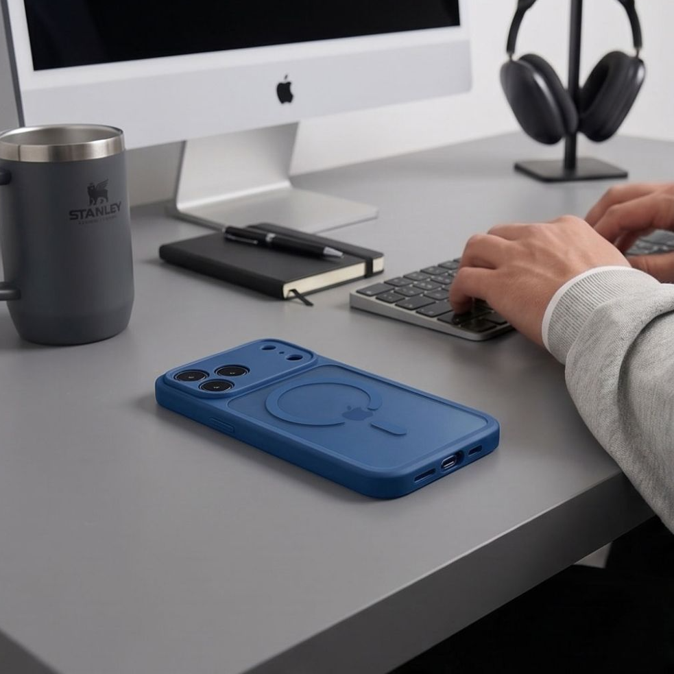 Coque MagSafe pour Apple iPhone 18 Pro Max / 17 Pro Max, Tech-Protect, BasicMag, Bleu Marine Mat