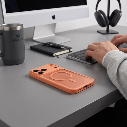 Coque MagSafe pour Apple iPhone 18 Pro Max / 17 Pro Max, Tech-Protect, BasicMag, Orange Mat