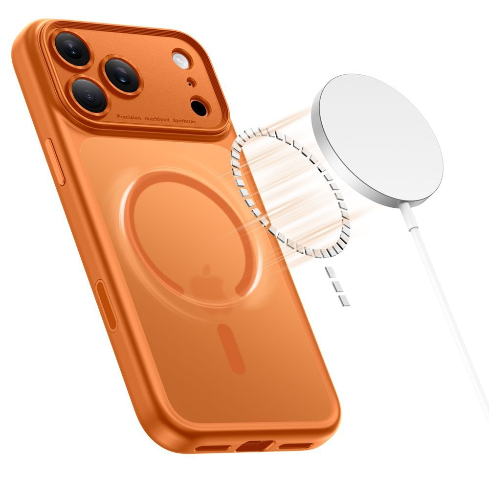 Coque MagSafe pour Apple iPhone 17 Pro, Tech-Protect, MagPeak, Orange Mat