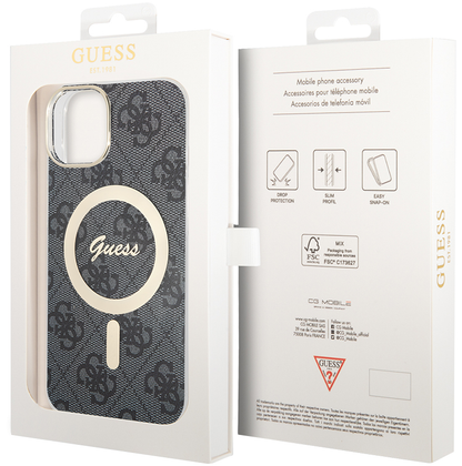 MagSafe Case for Apple iPhone 15, Guess, 4G IML, Black GUHMP15SH4STK