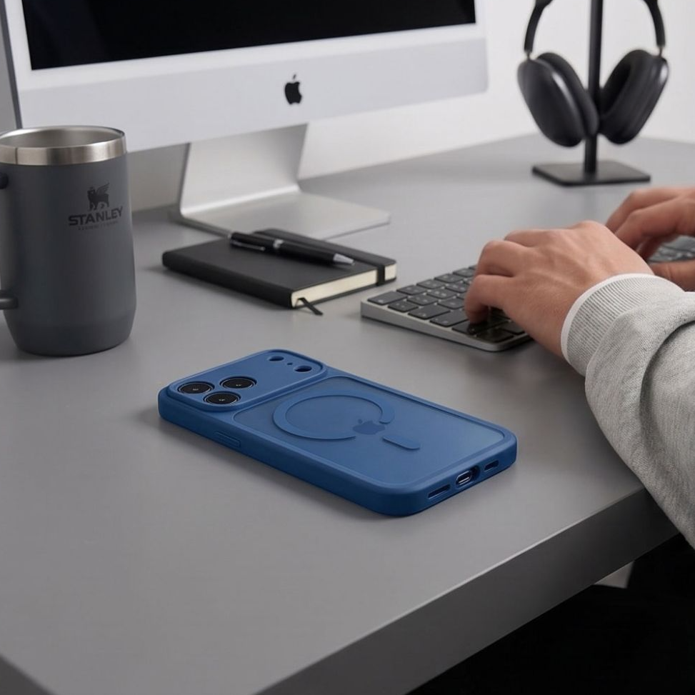 Coque MagSafe pour Apple iPhone 18 Pro / 17 Pro, Tech-Protect, BasicMag, Bleu Marine Mat