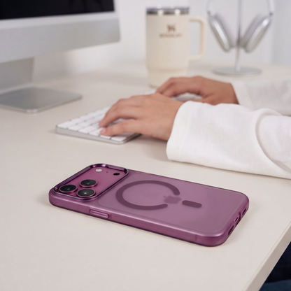 Coque MagSafe pour Apple iPhone 18 Pro / 17 Pro, Tech-Protect, MagZero, Bordeaux Mat